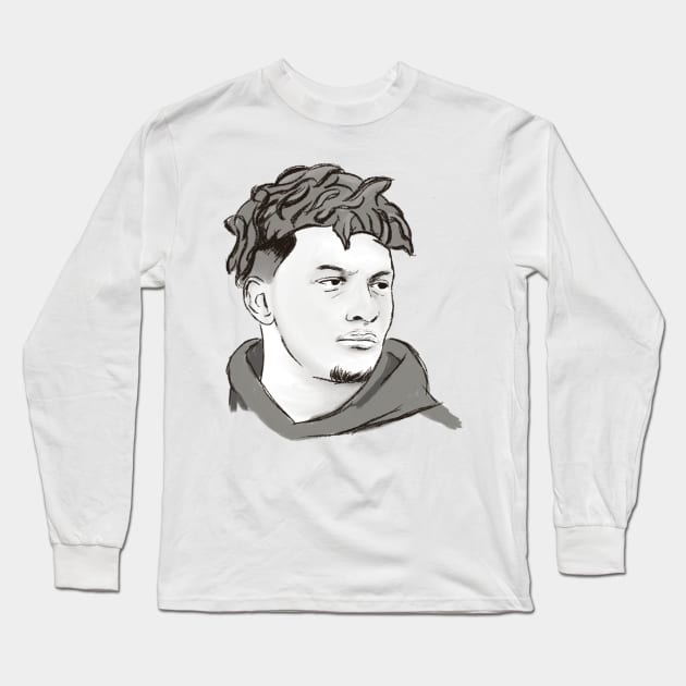 Patrick Mahomes Art Long Sleeve T-Shirt by pentaShop